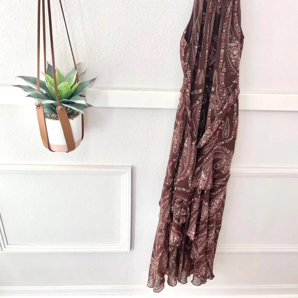 Petal + Pup Women's Tia Dress Size 2 Brown Paisley Floral Midi - Picture 3 of 9